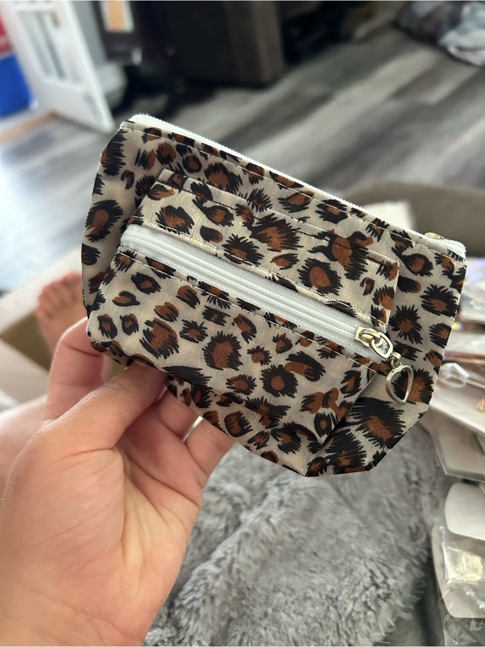 4/$50 Leopard Print Zip Pouch - Brown & Black wallet
